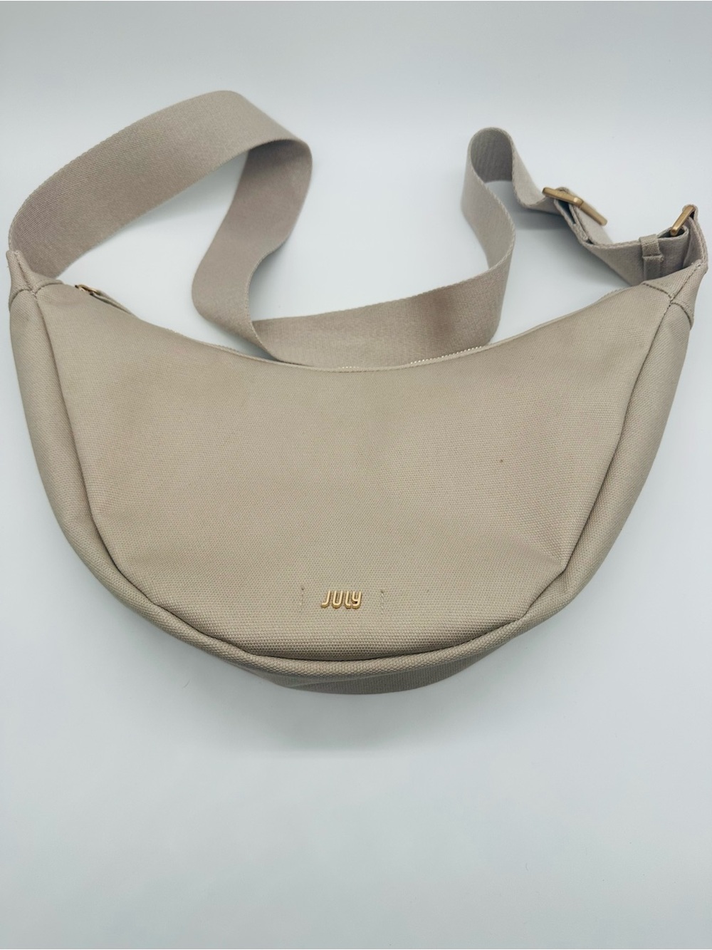 Beige Crescent Crossbody Bag